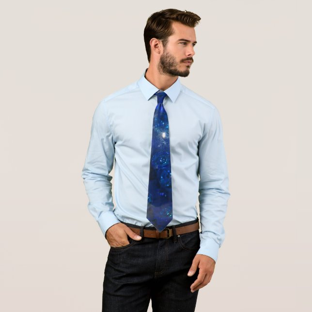 Falln Blue Glass Bubbles Tie (In Situ)