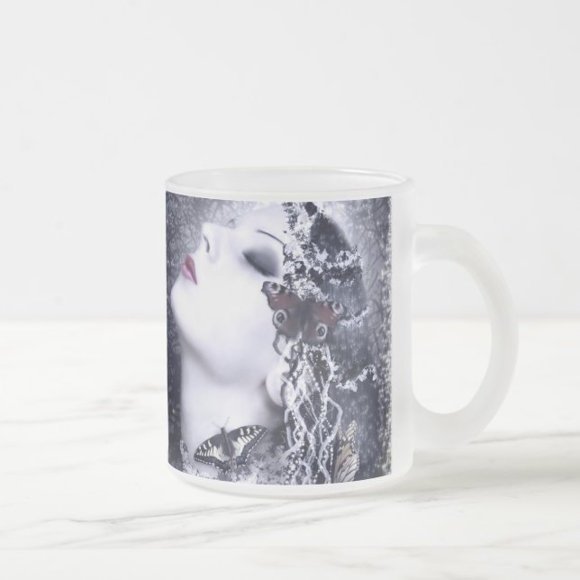 Falln Butterfly Frosted Glass Coffee Mug (Right)