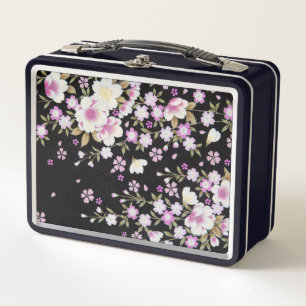 Falln Cascading Pink Flowers Metal Lunch Box