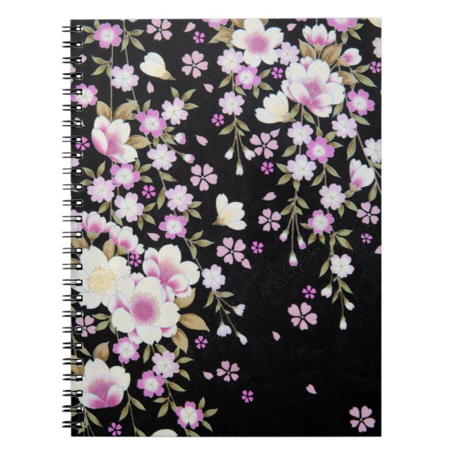 Falln Cascading Pink Flowers Notebook (Front)