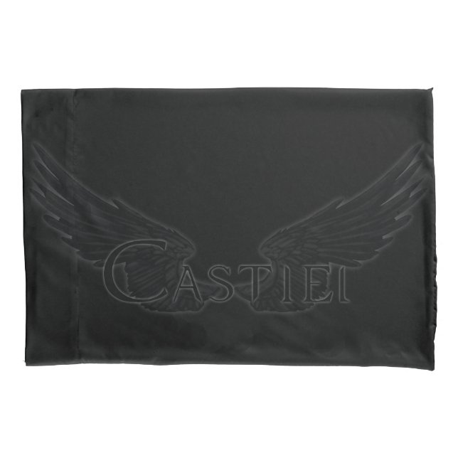 Falln Castiel With Wings Black Pillowcase (Front)
