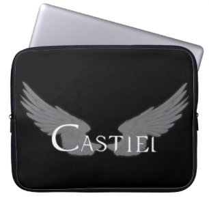 Falln Castiel With Wings White Laptop Sleeve