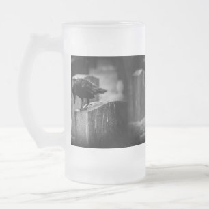 Falln Cemetery Crow Frosted Glass Beer Mug