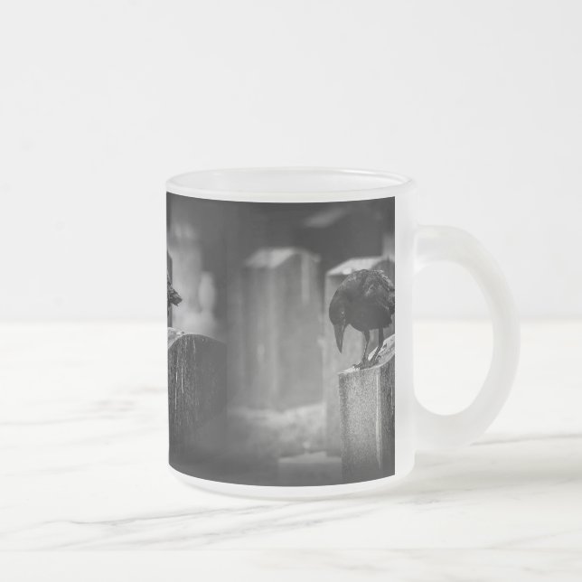 Falln Cemetery Crow Frosted Glass Coffee Mug (Right)