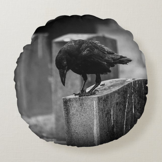Falln Cemetery Crow Round Cushion (Front)