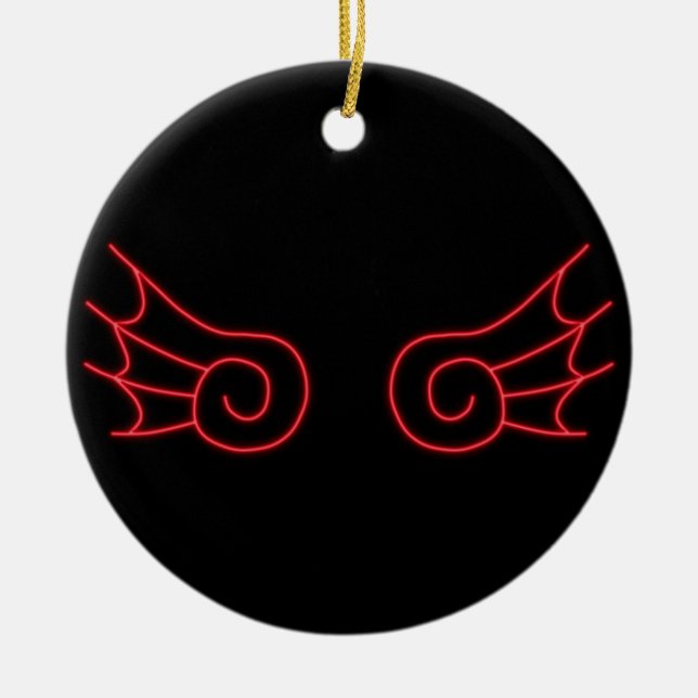 Falln Chibi Demon Wings Ceramic Tree Decoration (Front)