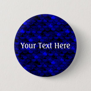 Falln Dark Blue Mermaid Scales 6 Cm Round Badge
