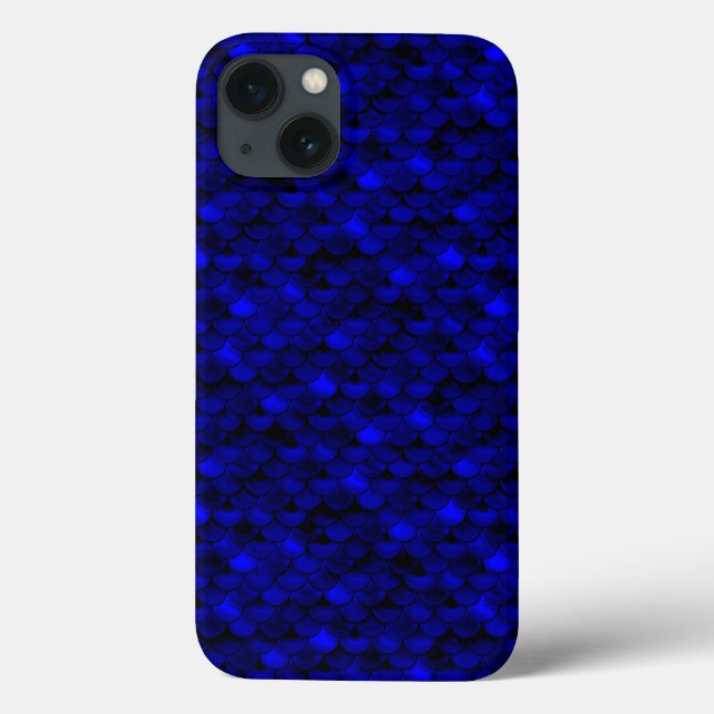 Falln Dark Blue Mermaid Scales Case-Mate iPhone Case (Back)
