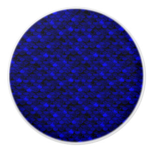 Falln Dark Blue Mermaid Scales Ceramic Knob