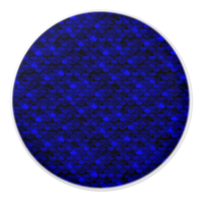 Falln Dark Blue Mermaid Scales Ceramic Knob (Front)