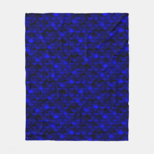Falln Dark Blue Mermaid Scales Fleece Blanket
