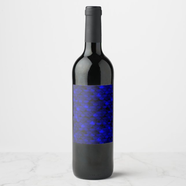 Falln Dark Blue Mermaid Scales Wine Label (Front)