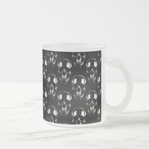 Falln Dark Skulls Frosted Glass Coffee Mug