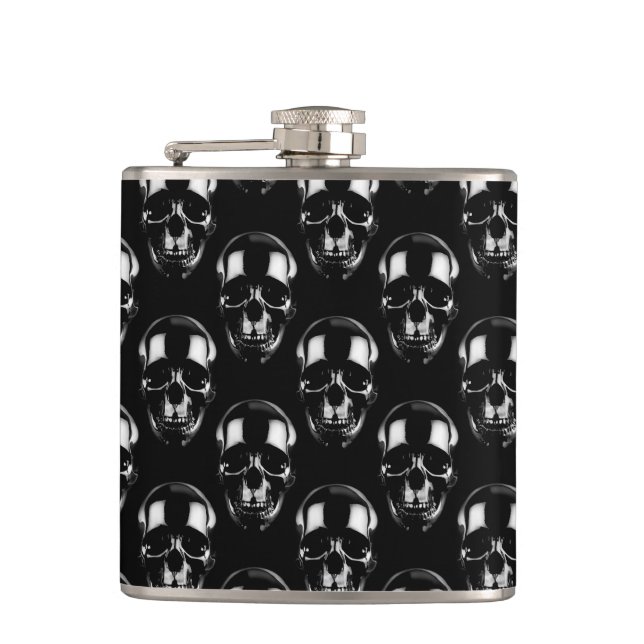 Falln Dark Skulls Hip Flask (Front)