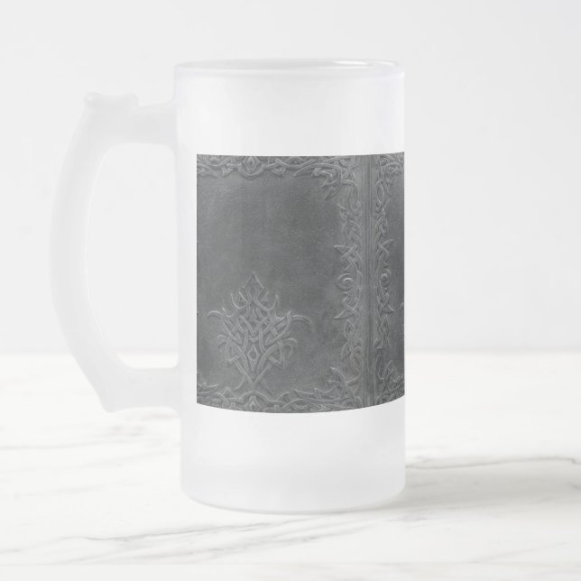 Falln Dark Tribal Frosted Glass Beer Mug (Left)