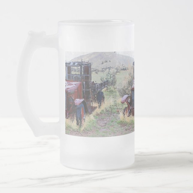 Falln Days Gone By Frosted Glass Beer Mug (Left)