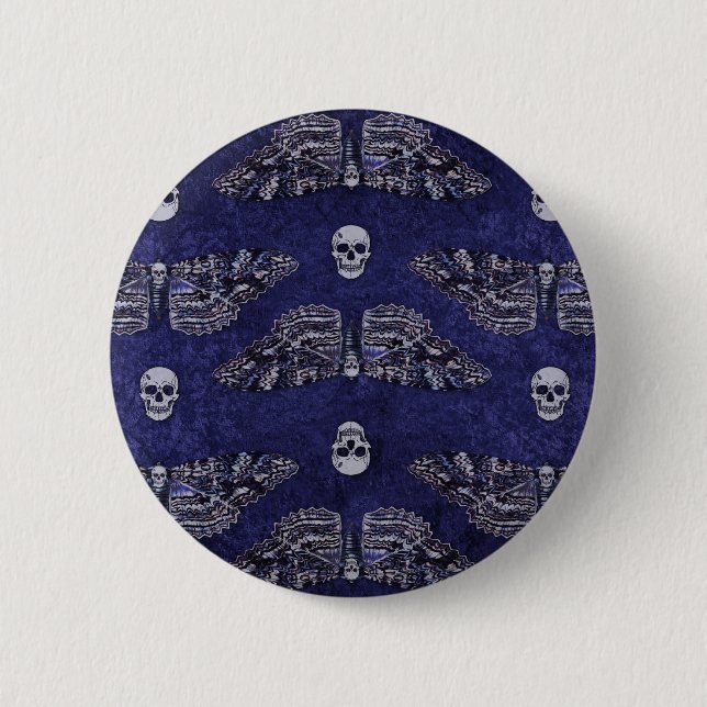 Falln Deathshead Moth and Skulls 6 Cm Round Badge (Front)