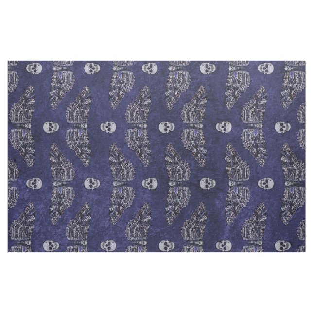 Falln Deathshead Moth and Skulls Fabric (Fat Quarter)