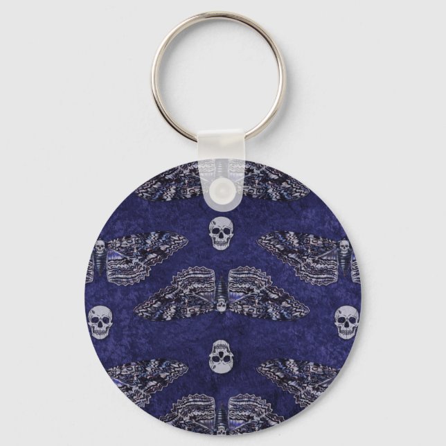 Falln Deathshead Moth and Skulls Key Ring (Front)