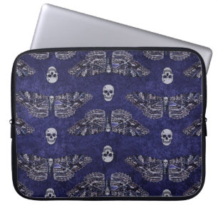 Falln Deathshead Moth and Skulls Laptop Sleeve