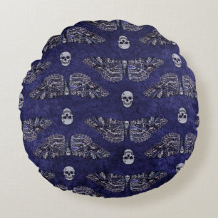 Falln Deathshead Moth and Skulls Round Cushion