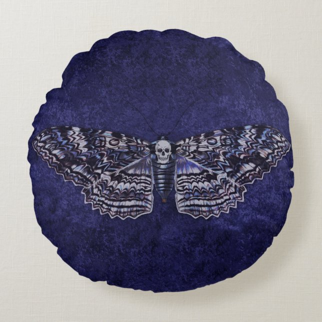 Falln Deathshead Moth Round Cushion (Front)