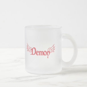 Falln Demon With Wings Frosted Glass Coffee Mug