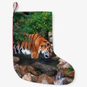 Falln Drinking Tiger Small Christmas Stocking