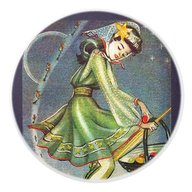 Falln Easter Witch Ceramic Knob (Front)