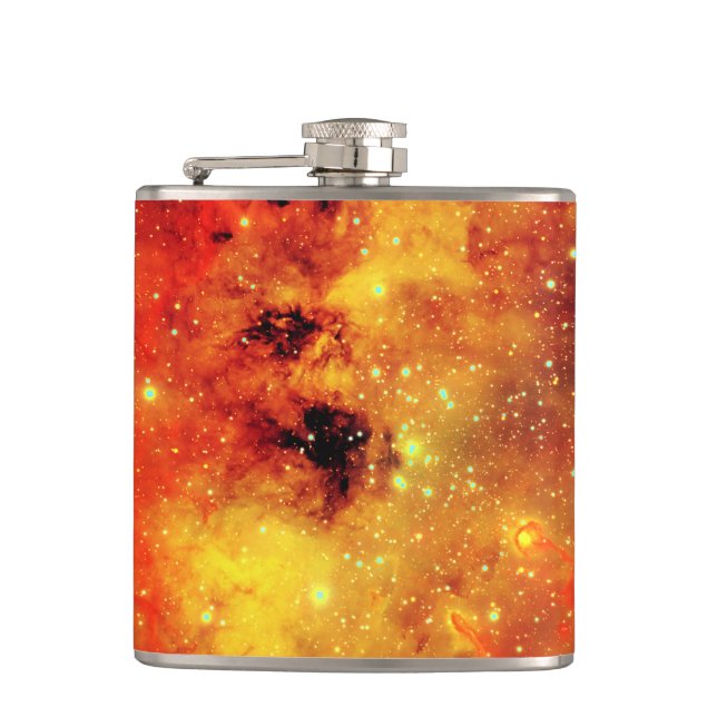 Falln Galaxy on Fire Hip Flask (Front)