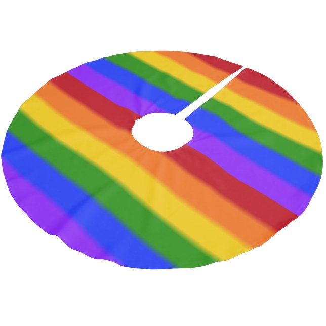 Falln Gay Pride Flag Brushed Polyester Tree Skirt (Angled)