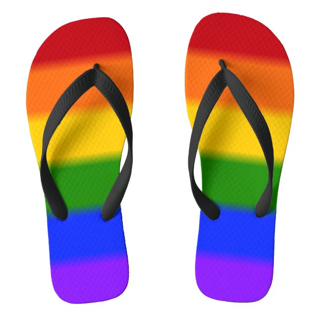Falln Gay Pride Flag Flip Flops (Footbed)