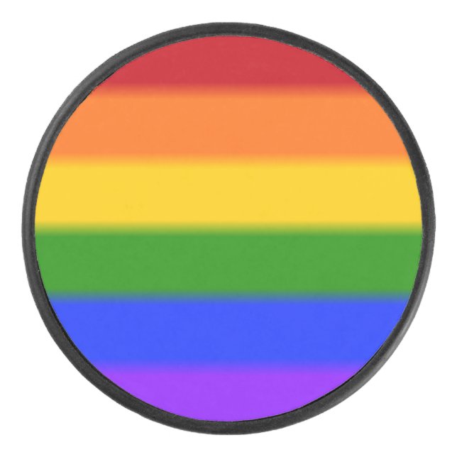 Falln Gay Pride Flag Hockey Puck (Front)
