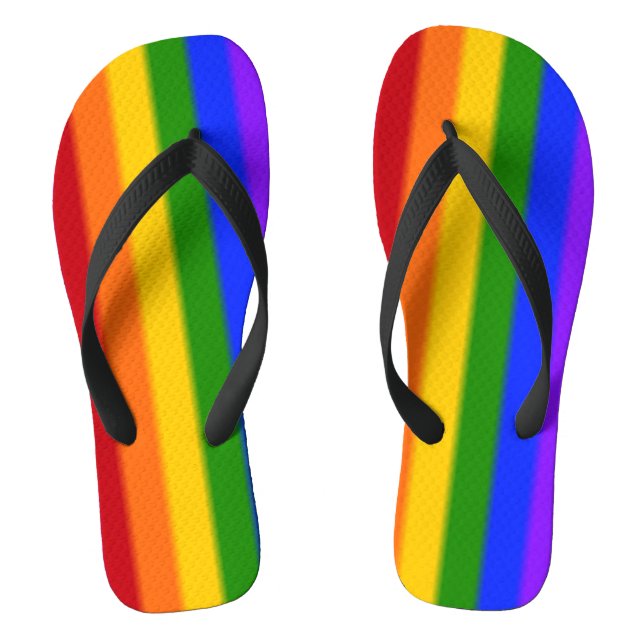 Falln Gay Pride Flag Version 2 Flip Flops (Footbed)