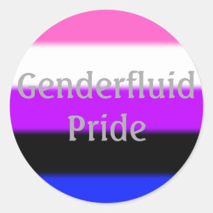 Falln Genderfluid Pride Flag (Text) Classic Round Sticker