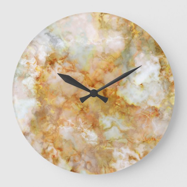 Falln Gold Rippled Marble Large Clock (Front)
