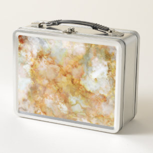 Falln Gold Rippled Marble Metal Lunch Box