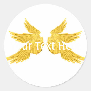 Falln Golden Archangel Wings Classic Round Sticker
