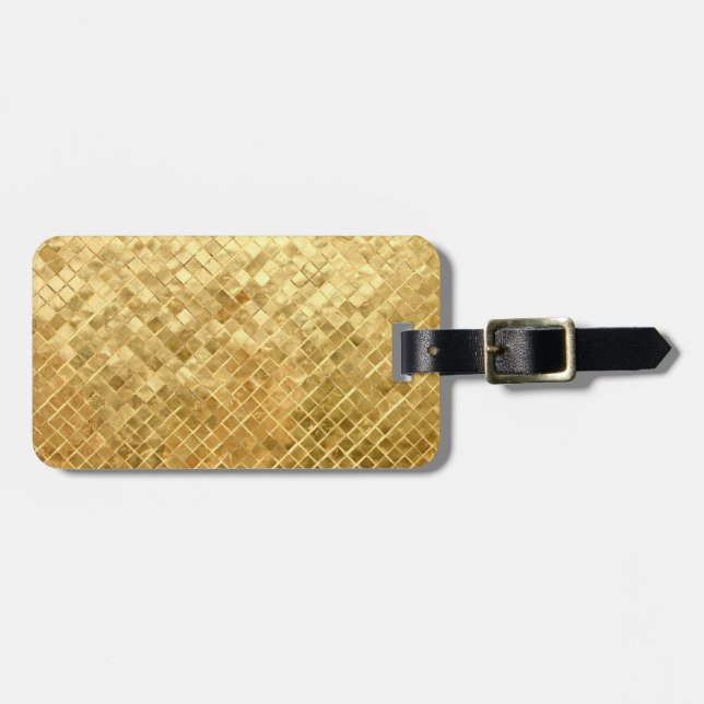 Falln Golden Chequerboard Luggage Tag (Front Horizontal)