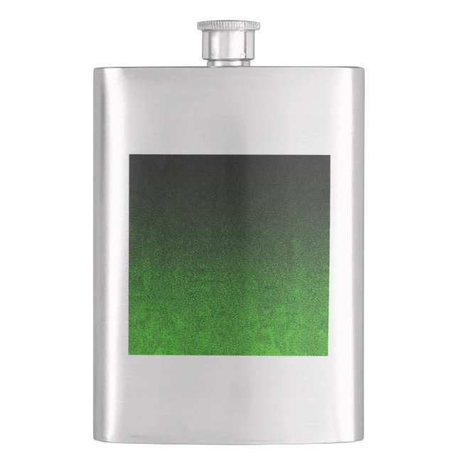 Falln Green & Black Glitter Gradient Hip Flask (Front)