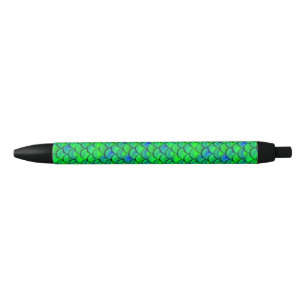 Falln Green Blue Scales Black Ink Pen