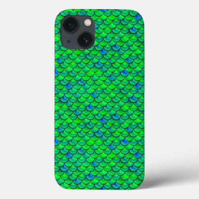 Falln Green Blue Scales Case-Mate iPhone Case (Back)