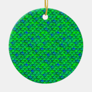 Falln Green Blue Scales Ceramic Tree Decoration
