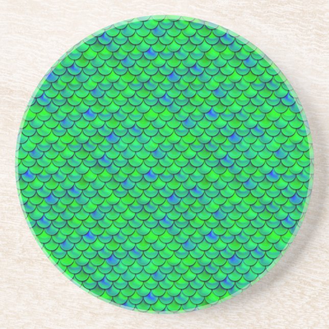Falln Green Blue Scales Coaster (Front)
