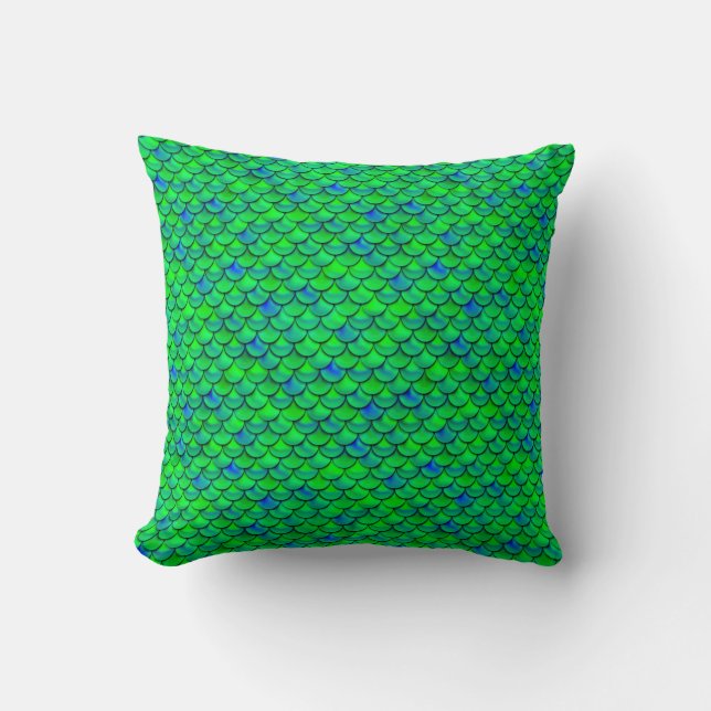 Falln Green Blue Scales Cushion (Front)