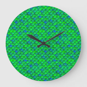 Falln Green Blue Scales Large Clock