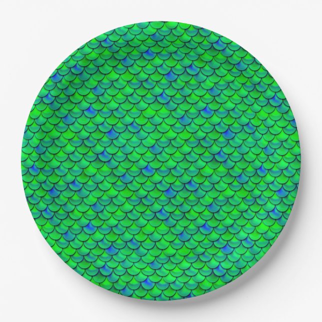 Falln Green Blue Scales Paper Plate (Front)