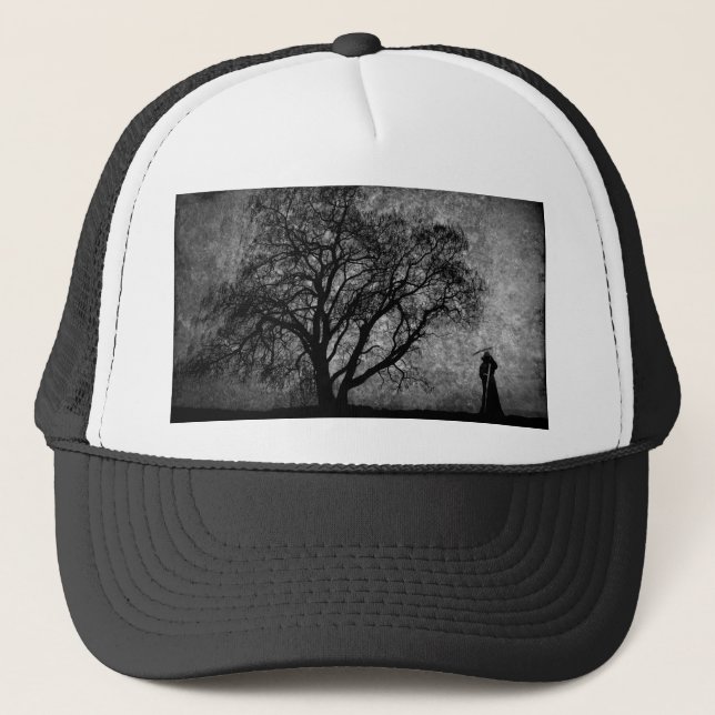 Falln Grim Reaper Original Art Boundaries Between Trucker Hat (Front)
