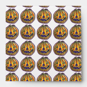 Falln Grinning Pumpkin Vintage Halloweenies Envelope