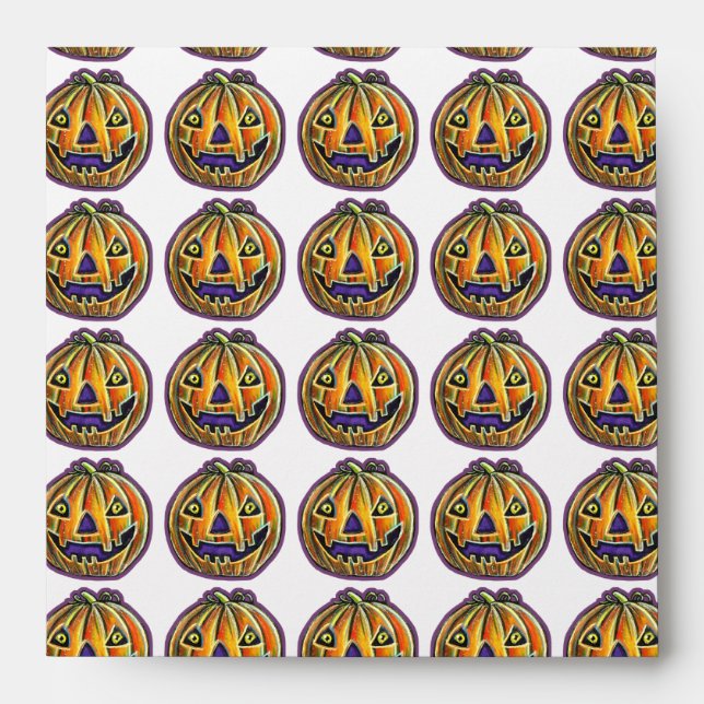 Falln Grinning Pumpkin Vintage Halloweenies  Envelope (Front)